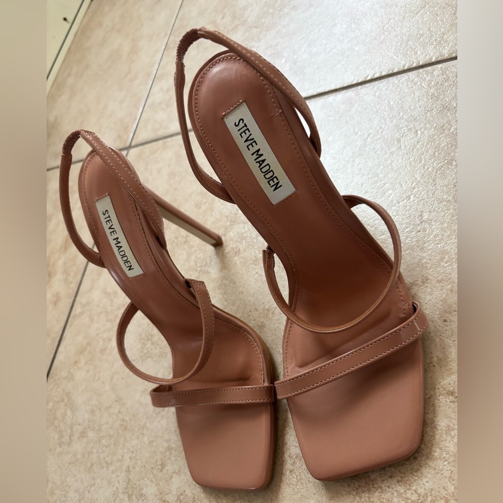 Steve Madden Blush Pink Strappy Square-Toe Heels
